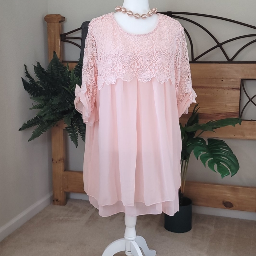 3X Pink Lace Tunic